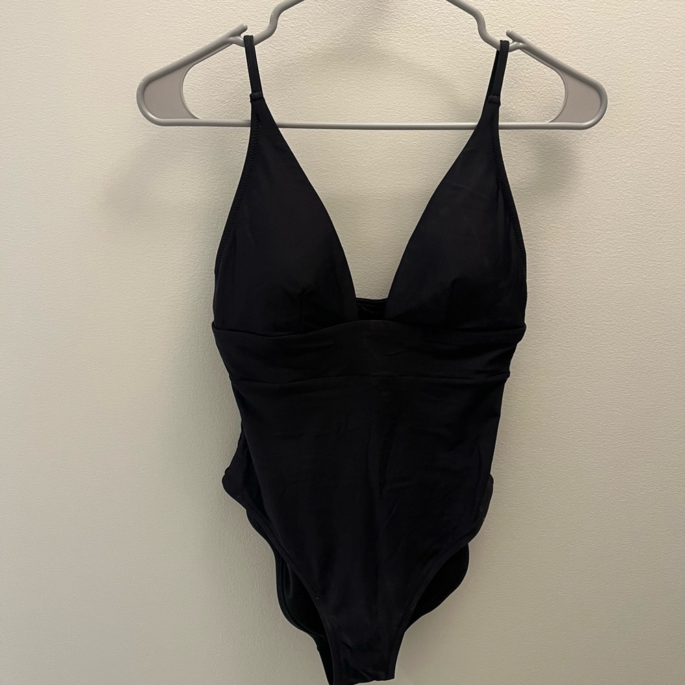 J Crew Women’s Deep V-Neck French One Piece Swimsuit Black Size 6
